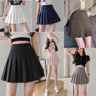 กระโปรงสั้น มีชับในกระโปรงเทนนิสเอวสูง skirt สีพื้น