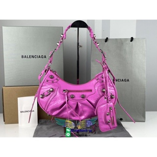 Balenciag Leboy cagoole crocodile-embossed underarm baguette hobo bag shoulder zipper saddle bag