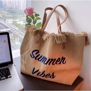 ภาพหน้าปกสินค้าพร้อมส่ง กระเป๋าผ้า Summer Viber กระเป๋าผ้าแคนวาส กระเป๋าสะพายใบใหญ่ กระเป๋าใส่ของ กระเป๋าถือ กระเป๋า#24Sell ที่เกี่ยวข้อง