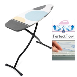 Brabantia โต๊ะรีดผ้าแบบยืนรีดIroning Board D, 135x45 cm, Heat Resistant Parking Zone, PerfectFlow - Spring Bubbles