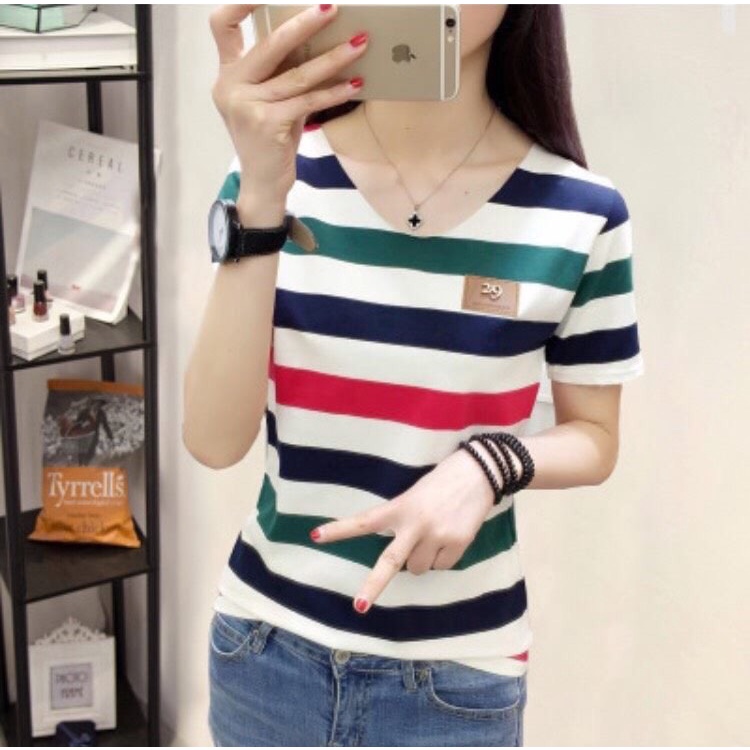 md-เสื้อ-oversize-เสื้อยืดแฟชั่นผู้หญิง-ผ้าเนื้อดี-rainbow-style-สวยเก๋-สไตล์วัยรุ่นเกาหลี-สีฟ้า