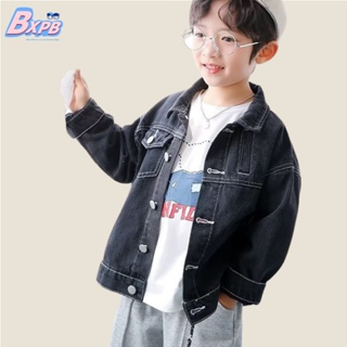 [BXPB] เสื้อแจ็กเก็ตยีน ทรงหลวม กันลม ให้ความอบอุ่น สําหรับเด็กผู้ชาย อายุ 3-15 ปี