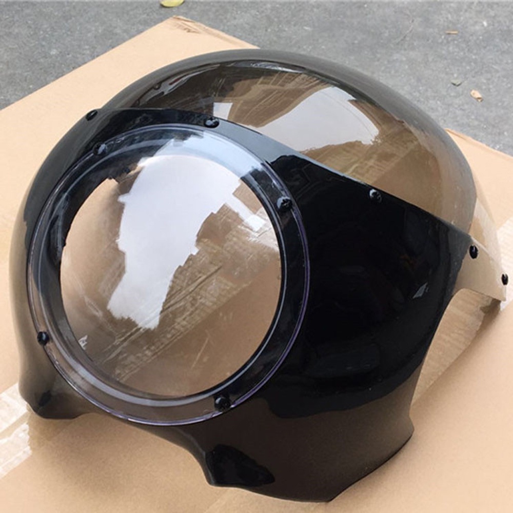 Cafe Racer Fairing XMT-Moto Motorcycle 5.75 5-3/4 Headlight Fairing Screen Black & Smoke Retro Cafe Racer Drag Fits For Harley Davidson Sportster 1200 2004 2005 2006 2007 2008 2009 Repuestos De Moto