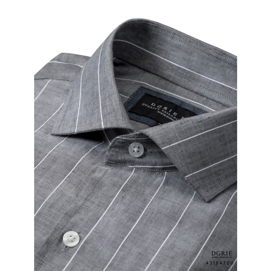 gray-w-t-stripe-cotton-linen-shirt-เสื้อเชิ้ตลินินสีเทาลายทาง