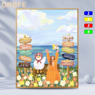 Drofe 【40*50 ซม. ไม่มีกรอบ】ภาพวาดสีน้ํามันบนผ้าใบ ระบายสีตามตัวเลข สําหรับเด็ก ตกแต่งผนัง ภูมิทัศน์ ของขวัญ