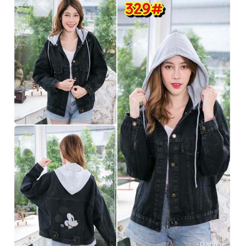 new-jacket-แจ็คเก็ตยีนส์-ใส่คลุม-เสื้อยีนส์ผู้หญิง-แขนยาว-มีฮูด-พร้อมส่ง