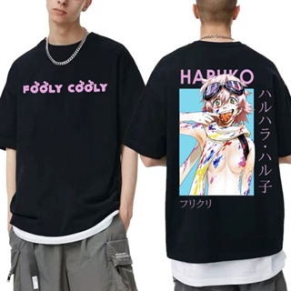 เสื้อยืด oversize อะนิเมะญี่ปุ่น Fooly Cooly พิมพ์สองด้าน Tshirt Kawaii น่ารัก Flcl ฮารุโกะ Haruhara Tee ผู้ชายผู้หญิงกา