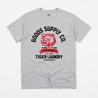 เสื้อยืดผ้าฝ้ายพิมพ์ลายขายดี ✇◐№Tiger Laundry เสื้อยืดผู้ชายคอกลมสไตล์เกาหลี รุ่น Goods