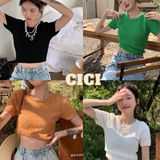 Cici ❣🇹🇭🚚พร้อมส่ง❣(C223)เสื้อไหมพรมแขนั้น ขนมิ้งนิ่มๆปุยๆ คอกลม สาวกเกาหลีต้องมีน้า