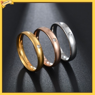 [Athena] แหวนนิ้วมือสตรีสแตนเลสติดพลอย
