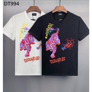 Tee 2022 แบรนด์แฟชั่นใหม่ Dsquared2 ผู้ชายระดับไฮเอนด์ผ้าฝ้ายพิมพ์เสื้อยืดแขนสั้น DT994