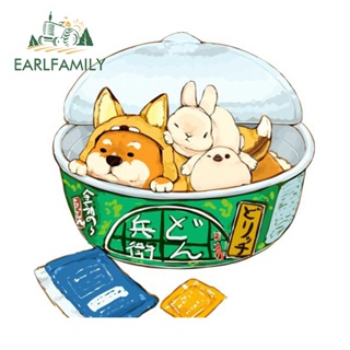 Earlfamily สติกเกอร์กันน้ํา ลายอนิเมะ Corgi Rabbit JDM VAN 13 ซม. x 12.8 ซม. สําหรับติดตกแต่งหน้าต่างรถยนต์
