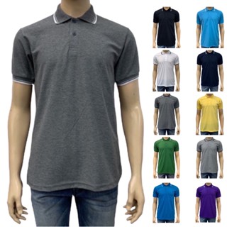 เสื้อโปโลผู้ชายแขนสั้น  รอบอกเสื้อ 38-46 นิ้ว ผ้าจูติ ปกขลิบขาว Polo Shirt