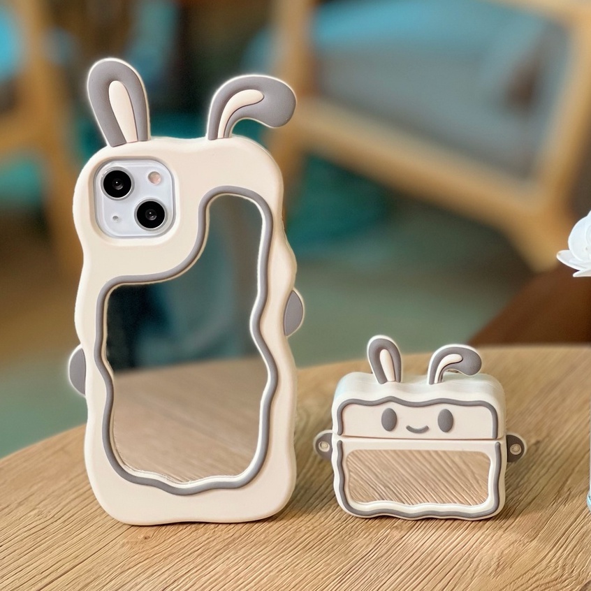 ขายดี-เคสหูฟังซิลิโคน-รูปหูกระต่าย-พร้อมกระจก-สําหรับ-airpods-gen-1-2-gen-3-pro