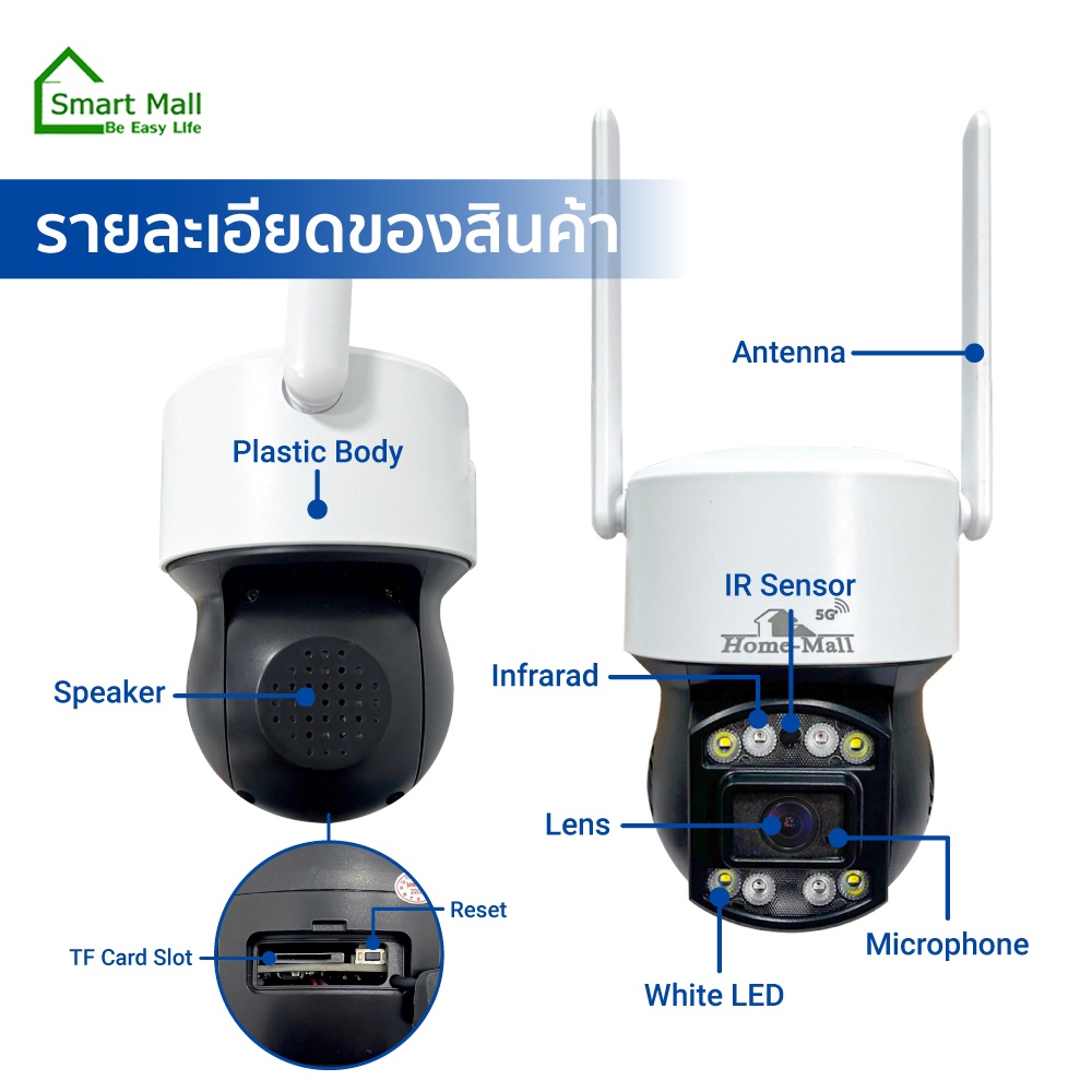 กล้องวงจรปิดกันน้ำ-กล้องวงจรปิดไวฟาย-5g-a8icam-ไร้สาย-ไซส์มินิ-หน้าปัดดำ-5ล้านพิกเซล-ip-camera