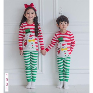 L-PJB-1931 ชุดนอนเด็กลายคริสต์มาส ซานตาคลอส Santa แขนยาวขายาว