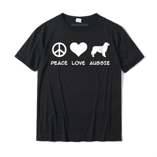 ขายดี!เสื้อยืดลําลอง ผ้าฝ้าย แขนสั้น คอกลม พิมพ์ลาย Peace Love Australian Shepherd โอเวอร์ไซซ์ สําหรับผู้ชาย และผู้หญิง