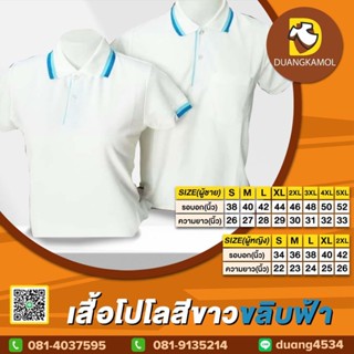 เสื้อโปโล(ขาวขลิบฟ้า) (ตัวเปล่า)