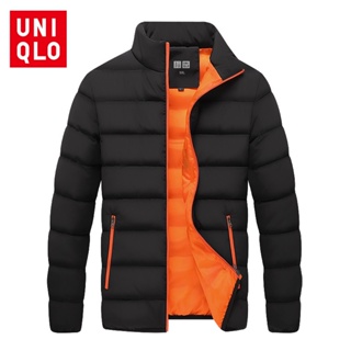 Uniqlo เสื้อแจ็กเก็ต คอปกตั้ง ผ้าฝ้าย แบบหนา กันความร้อน แฟชั่นฤดูหนาว สําหรับผู้ชาย