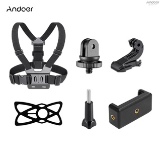 Andoer 6-in-1 Chest Strap Mount Adjustable Chest Harness Belt with Extendable Phone Clip Replacement for   10 9 8 7 6 5 4 Session 3+ 3 2 1 Fusion DJI OSMO Cameras Smartpho