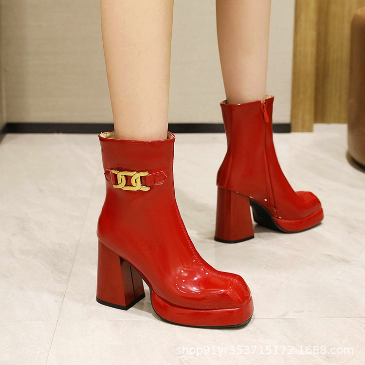 รองเท้าไซส์ใหญ่-40-48-bigsize-รองเท้าบูทส้นตึก-ส้นสูง-3-5-นิ้ว-หนัง-pu-มีซิปข้าง-แต่งอะไหล่สีทอง-งานเกาหลี-2051