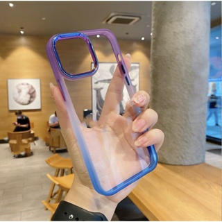 เคสกันกระแทก ขอบนิ่มหลังแข็ง เคสหลังใสขอบสีทูโทน สำหรับไอโฟน Case iPhone14/14Pro/14Plus /14Pro Max ส่งจากไทย