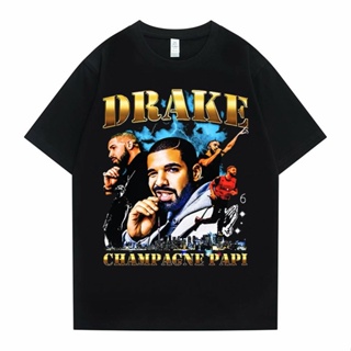 เสื้อยืดแฟชั่น แร็ปเปอร์ที่ยอดเยี่ยม Drake ฮิปฮอปเสื้อยืด Tshirt ขนาดใหญ่ผู้ชายแฟชั่นแฟชั่นลําลองฮาราจูกุเสื้อยืดแขนสั้น