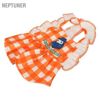 Neptuner ชุดเดรสโพลีเอสเตอร์ แต่งลูกไม้ ระบายอากาศ ลายสก๊อตน่ารัก แฟชั่นฤดูร้อน สําหรับสัตว์เลี้ยง สุนัข แมว กระต่าย ขนาดเล็ก กลาง