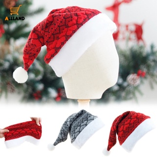 [คอลเลกชันคริสต์มาส] หมวกซานตาคลอส ผ้าถักนุ่ม ใส่สบาย คุณภาพสูง / หมวกคริสต์มาส ฤดูหนาว ให้ความอบอุ่น ลายทางหัวใจ หมวกซานตาคลอส / หมวกตกแต่ง ปาร์ตี้คริสต์มาส