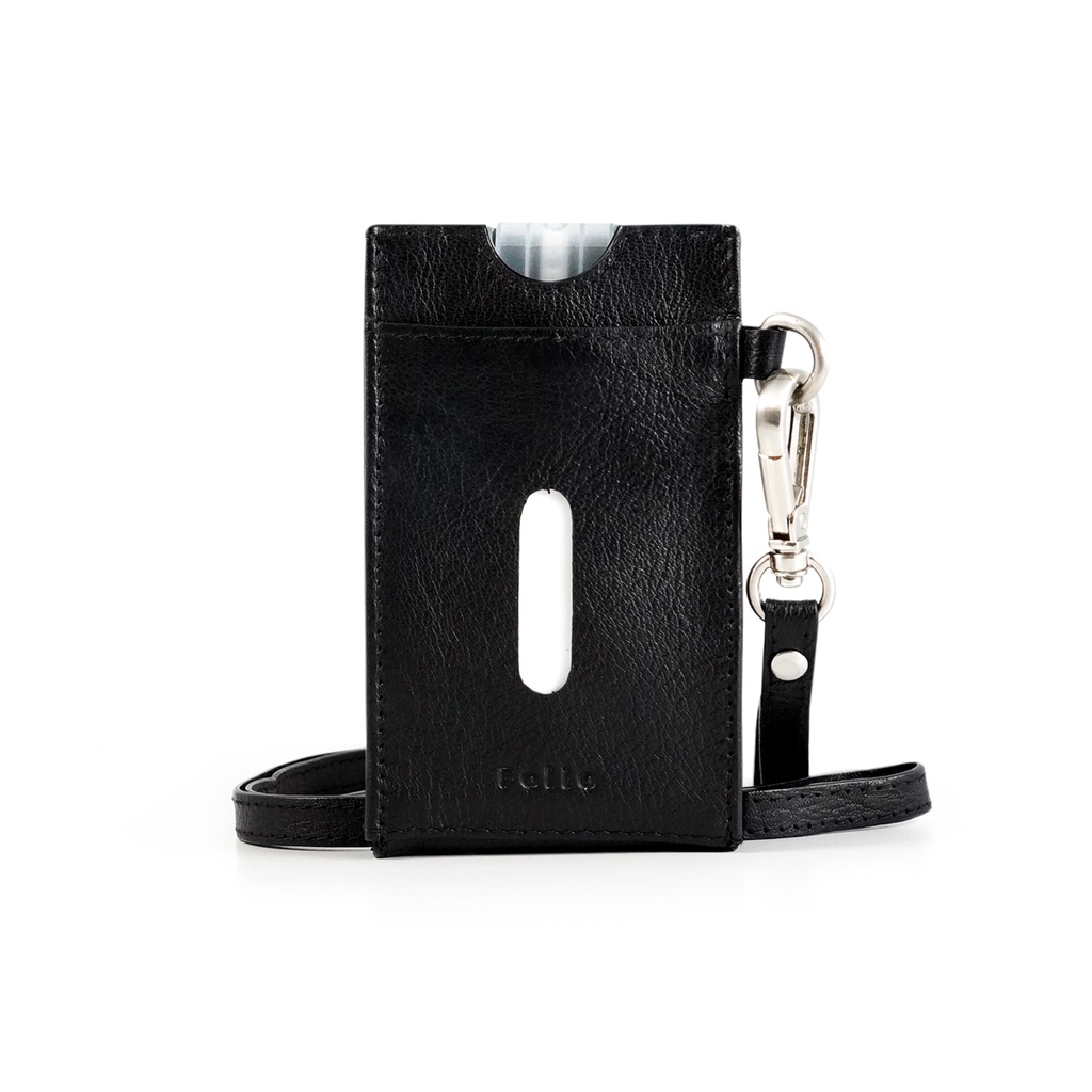 folio-myra-id-card-with-alcohol-spray-holder-ที่ห้อยบัตรพร้อมช่องใส่สเปรย์แอลกอฮอล์-ผลิตจากหนังแพะแท้-สี-black