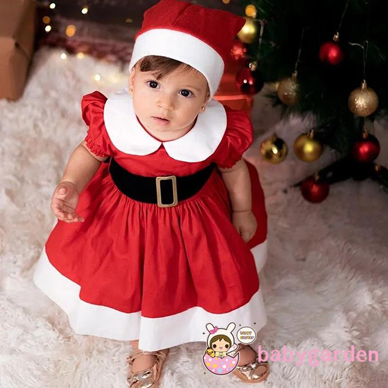 babygarden-ชุดเดรส-ทรงเอ-แขนสั้น-คอตุ๊กตา-พร้อมเข็มขัด-และหมวก-สีแดง-สําหรับเด็กผู้หญิง-อายุ-6-เดือน-4-ปี