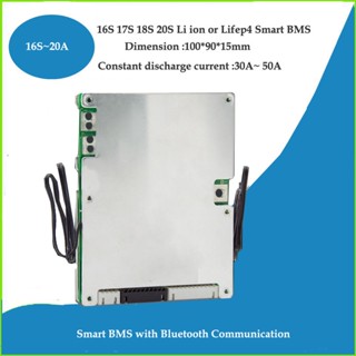 16S 60V  Smart Bluetooth li ion battery BMS or 48V Lifepo4 Battery PCB  with 30A or  50A Current UART Communication