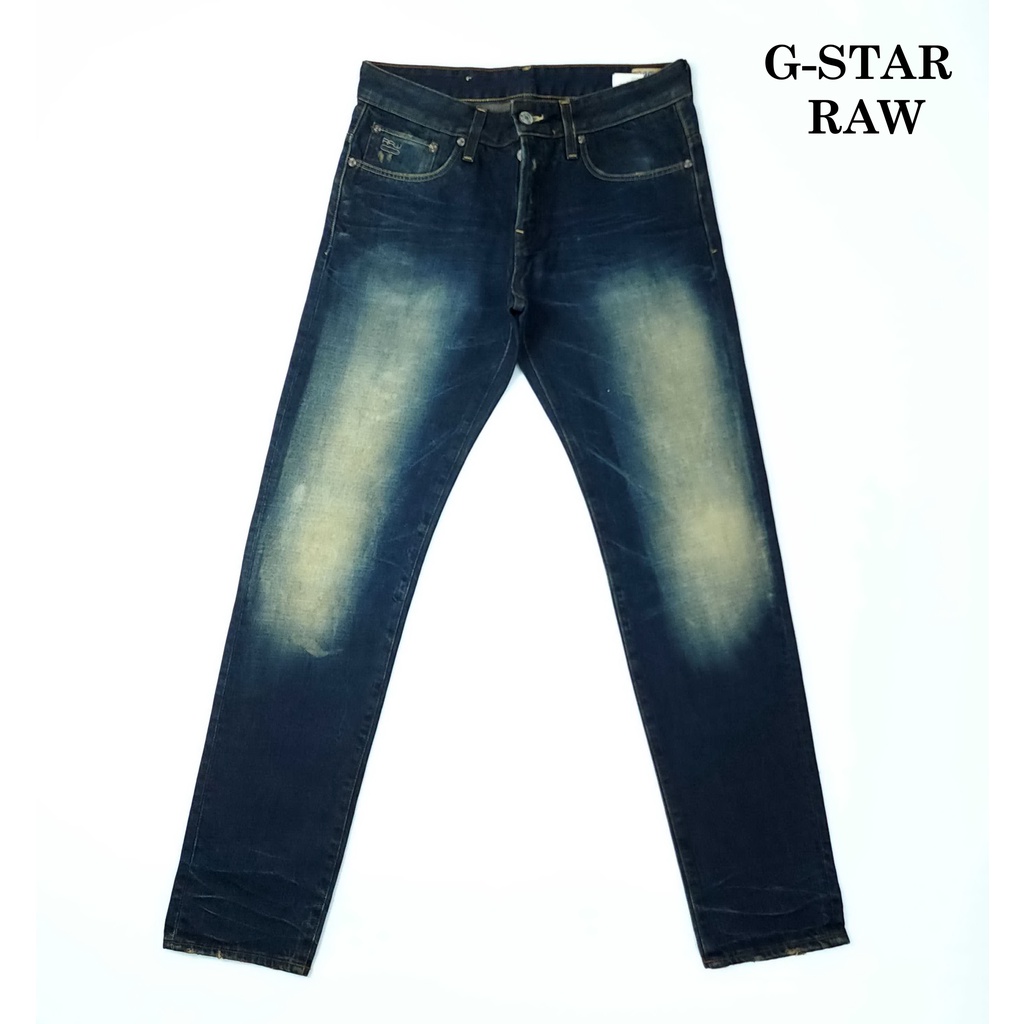 ยีนส์-g-star-raw-เอว-32-ผ้าด้าน-หนา-เฟดจัด-ขาเดฟ-made-in-italy