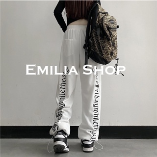 EMILIA SHOP กางเกงขายาว กางเกงเอวสูง กางเกงขายาวผู้หญิงสไตล์เกาหลี 2022 ใหม่ K011048