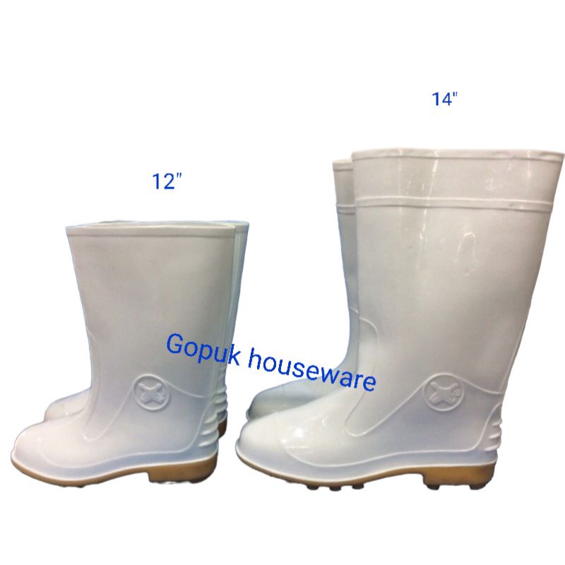 ภาพหน้าปกสินค้ารองเท้าบู้ทโบว์ลิ่งยาวสีขาวพื้นปุ่มยางดิบ ขนาดสูง 12/14 จากร้าน gopuk_houseware บน Shopee
