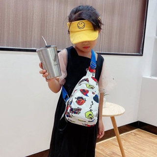 กระเป๋าเด็กรุ่นใหม่,ไหล่แนวทแยงกระเป๋าคาดหน้าอกเด็กผู้ชายกระเป๋าใส่เหรียญผ้าใบลายการ์ตูนเซซามีสตรีทเวอร์ชันเกาหลี