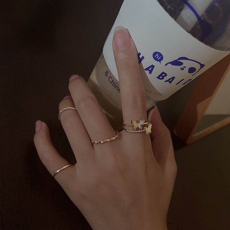 yy-ชุดแหวนแฟชั่น-รูปผีเสื้อ-วงกลม-เปิดนิ้วชี้-ปรับได้-สําหรับผู้หญิง
