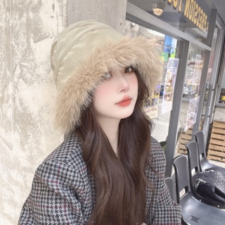 หมวกบักเก็ต ผ้ากํามะหยี่ขนนิ่ม แบบหนา ป้องกันหู ให้ความอบอุ่น เข้ากับทุกการแต่งกาย สไตล์ญี่ปุ่น แฟชั่นฤดูหนาว สําหรับผู้หญิง