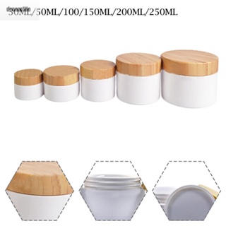 【DREAMLIFE】Lotion Bottle Frost Jar Plastic Refillable Reusable White With Wooden Lid