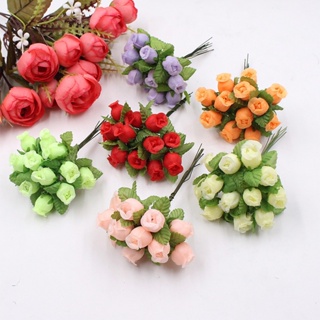【AG】12Pcs/Bouquet Artificial Rose Anti-droop Easy to Bend 18 Colors Artificial Rose Flowers for Household