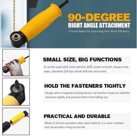 หัวต่อสว่าน-90-ข้องอไขควง-drill-adapter-สว่าน-บล็อก-หัวแม่เหล็ก-ต่อสว่าน-แกนหกเหลี่ยม