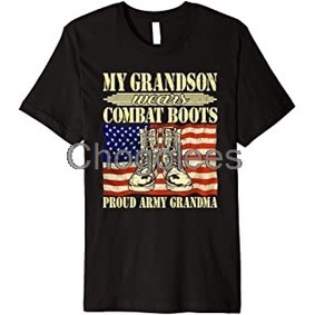 เสื้อยืดผ้าฝ้ายพิมพ์ลายคลาสสิก ขายดี เสื้อยืดลําลอง แขนสั้น พิมพ์ลาย My Grandson Army Grandma Premium IBmbha68IEaegc97