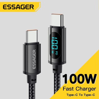 Essager สายชาร์จ USB-C 5A 100W Type C เป็น Type C หน้าจอดิจิทัล QC PD ชาร์จเร็ว สําหรับ Samsung Xiaomi