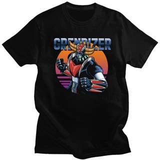 เสื้อคนอ้วน ยูเอฟโอหุ่นยนต์ Grendizer เสื้อยืดสไตล์ย้อนยุคสําหรับผู้ชายก่อนหดผ้าฝ้าย Tees Goldorak Mecha อะนิเมะ Tshirts