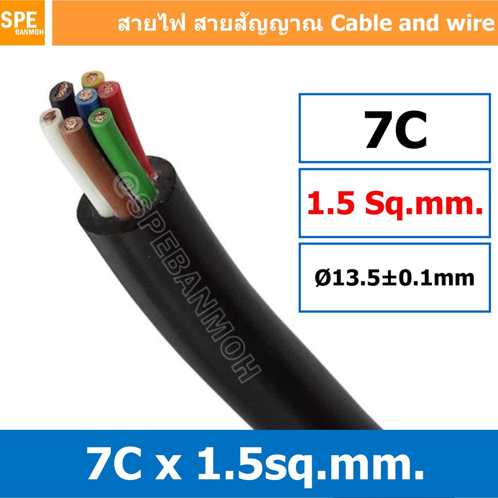 [ 1 เมตร ] HYBRID 7C x 1.5 สายมัลติคอร์ Hybrid Multicore Cable ขนาด 7C ...