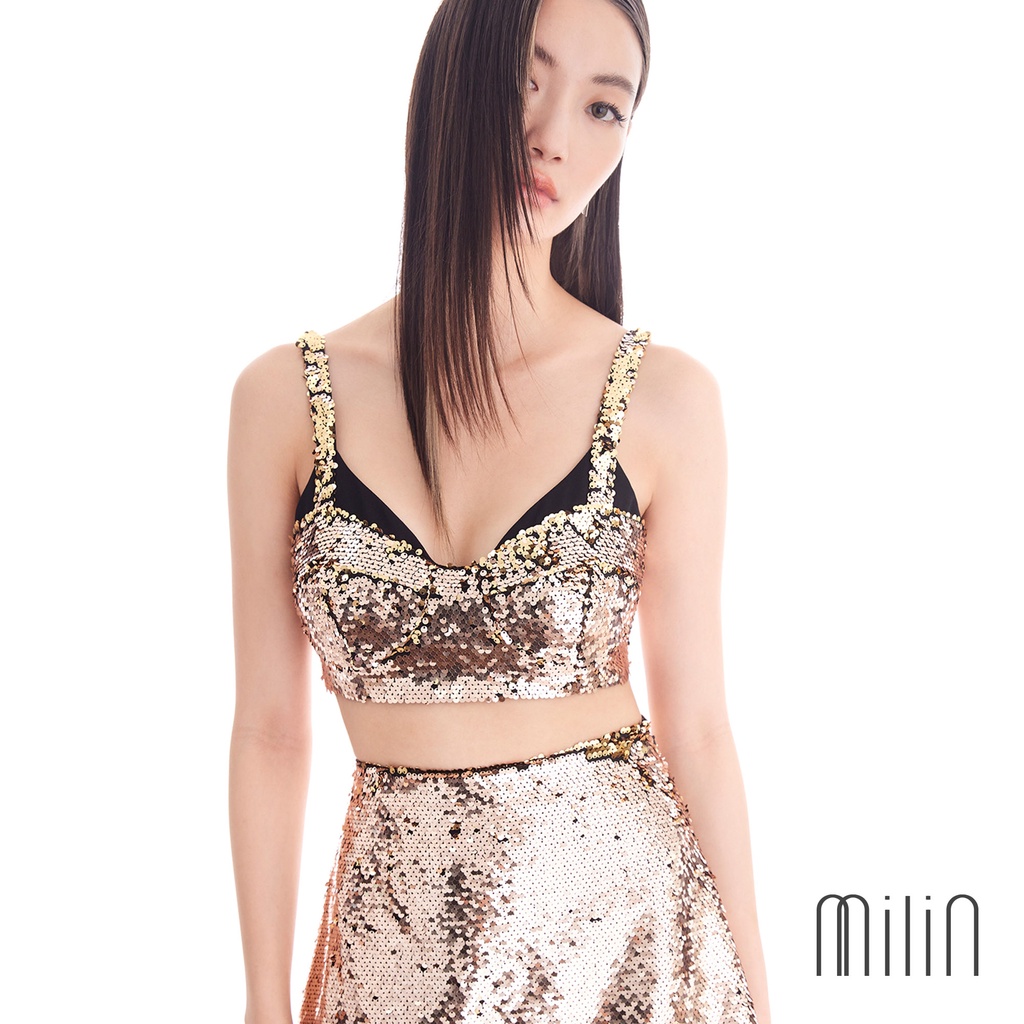 MILIN Gala Top Double layered shiny sequin bralette top with shaping cups