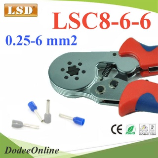 .คีมย้ำหางปลา คอร์ทเอ็นด์ LSD LSC8-6-6 HSC8-6-6 แบบหกเหลี่ยม ขนาด 0.25-6 sq.mm AWG 24-10 รุ่น LSD-LSC8-6-6 DD
