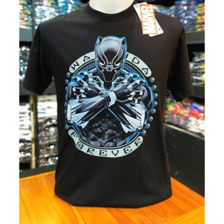 เสื้อยืดMarvel_ลิขสิทธิ์แท้ลายblackpantherสีดำ(mvx-178)