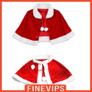 [Finevips] เสื้อคลุม ผ้ากํามะหยี่ สีแดง สําหรับคริสต์มาส งานรื่นเริง