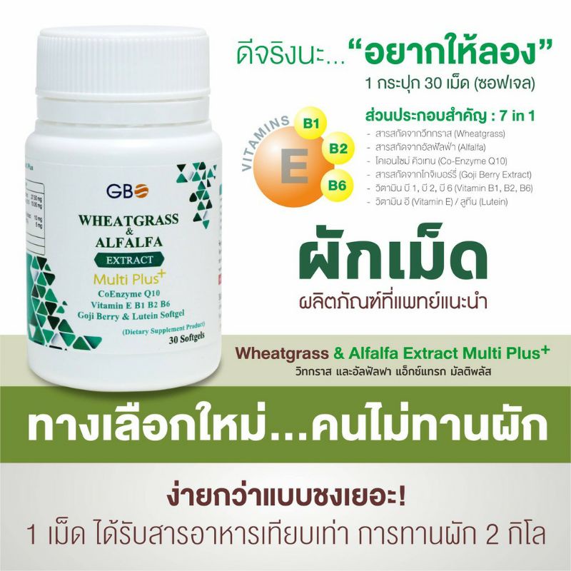 ภาพหน้าปกสินค้าWheatgrass Multi Plus+ ผักเม็ดเสริมภูมิ.. จากร้าน moremoneyshop บน Shopee